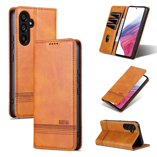 For Samsung Galaxy A55 5G AZNS Magnetic Calf Texture Flip Leather Phone Case(Light Brown)