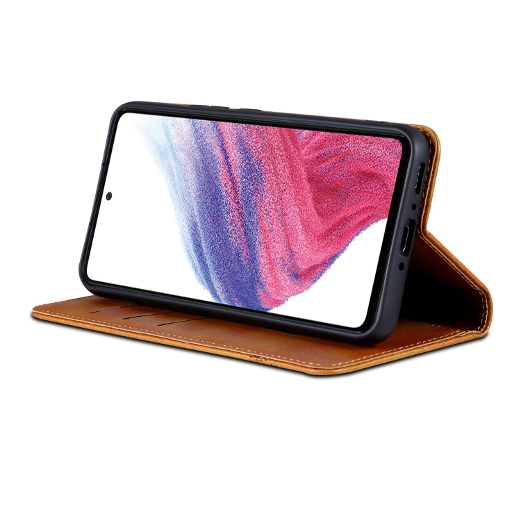 For Samsung Galaxy A55 5G AZNS Magnetic Calf Texture Flip Leather Phone Case(Light Brown)