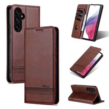 For Samsung Galaxy A55 5G AZNS Magnetic Calf Texture Flip Leather Phone Case(Dark Brown)