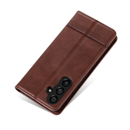 For Samsung Galaxy A55 5G AZNS Magnetic Calf Texture Flip Leather Phone Case(Dark Brown)