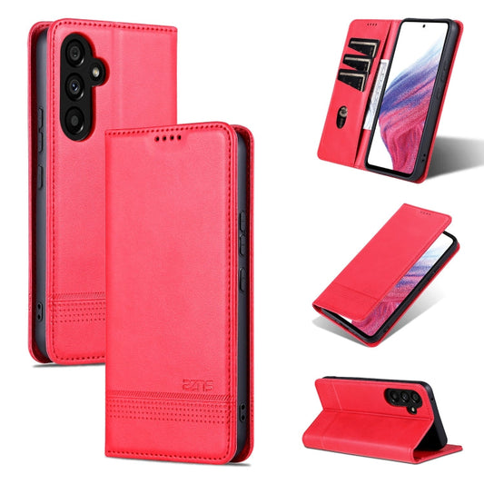 For Samsung Galaxy A35 5G AZNS Magnetic Calf Texture Flip Leather Phone Case(Red)