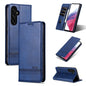 Pour Samsung Galaxy A35 5G AZNS Étui de téléphone en cuir à rabat à texture de veau magnétique (Bleu foncé)