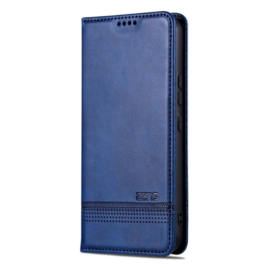 For Samsung Galaxy A35 5G AZNS Magnetic Calf Texture Flip Leather Phone Case(Dark Blue)