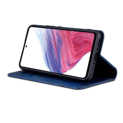 Pour Samsung Galaxy A35 5G AZNS Étui de téléphone en cuir à rabat à texture de veau magnétique (Bleu foncé)