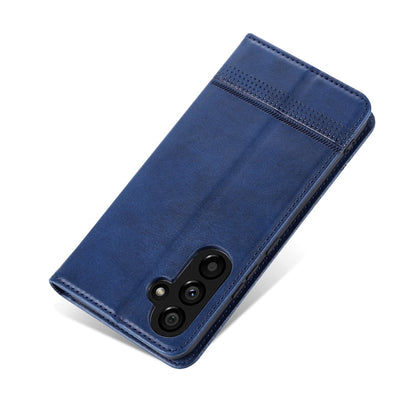 Pour Samsung Galaxy A35 5G AZNS Étui de téléphone en cuir à rabat à texture de veau magnétique (Bleu foncé)