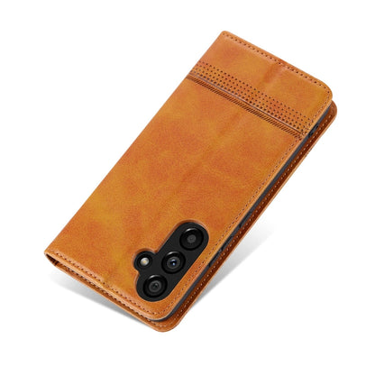 For Samsung Galaxy A35 5G AZNS Magnetic Calf Texture Flip Leather Phone Case(Light Brown)
