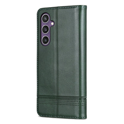 For Samsung Galaxy S24 5G AZNS Magnetic Calf Texture Flip Leather Phone Case(Dark Green)