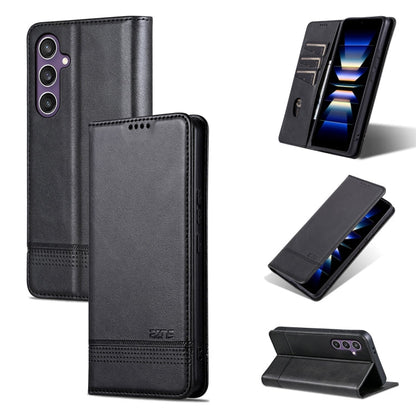 For Samsung Galaxy S24+ 5G AZNS Magnetic Calf Texture Flip Leather Phone Case(Black)