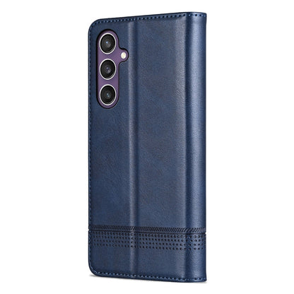 For Samsung Galaxy S24+ 5G AZNS Magnetic Calf Texture Flip Leather Phone Case(Dark Blue)