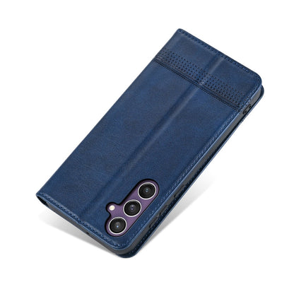 For Samsung Galaxy S24+ 5G AZNS Magnetic Calf Texture Flip Leather Phone Case(Dark Blue)