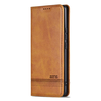 For Samsung Galaxy S24+ 5G AZNS Magnetic Calf Texture Flip Leather Phone Case(Light Brown)