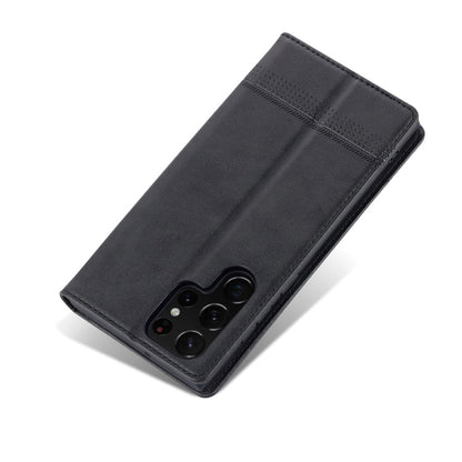 For Samsung Galaxy S24 Ultra 5G AZNS Magnetic Calf Texture Flip Leather Phone Case(Black)