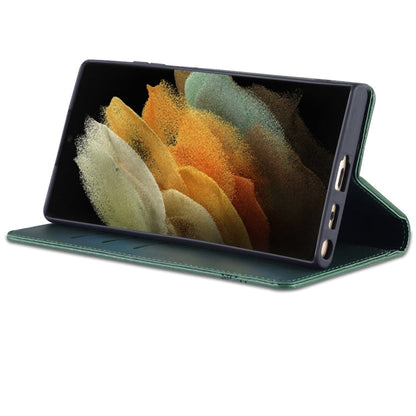 For Samsung Galaxy S24 Ultra 5G AZNS Magnetic Calf Texture Flip Leather Phone Case(Dark Green)