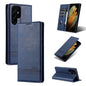 Pour Samsung Galaxy S24 Ultra 5G AZNS Étui de Téléphone en Cuir Rabat Texture Veau Magnétique (Bleu Foncé)