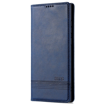 Pour Samsung Galaxy S24 Ultra 5G AZNS Étui de Téléphone en Cuir Rabat Texture Veau Magnétique (Bleu Foncé)