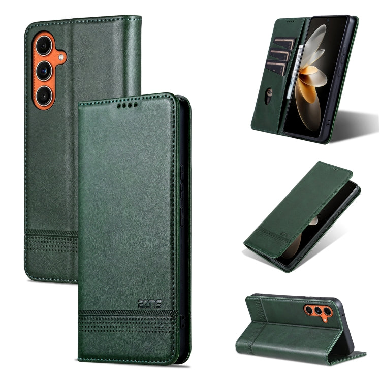 For Samsung Galaxy C55/M55 AZNS Magnetic Calf Texture Flip Leather Phone Case(Dark Green)