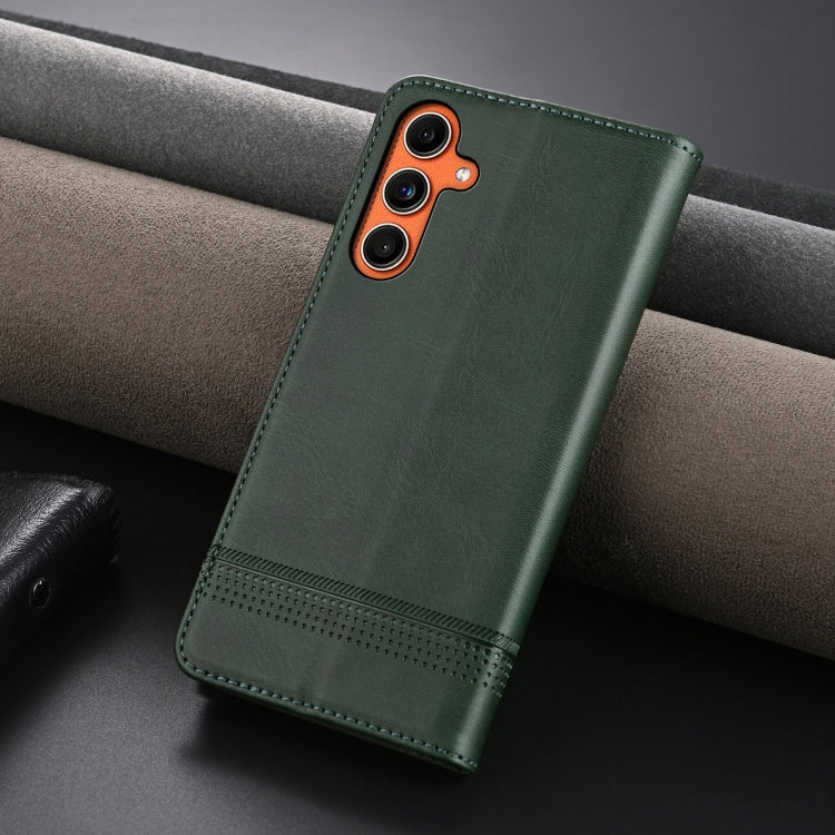 For Samsung Galaxy C55/M55 AZNS Magnetic Calf Texture Flip Leather Phone Case(Dark Green)