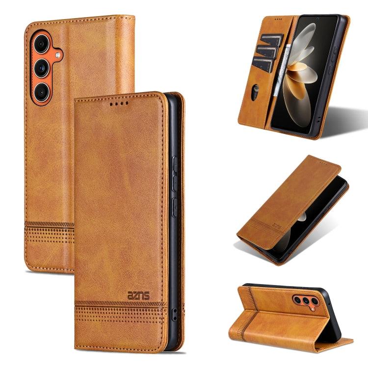 For Samsung Galaxy C55/M55 AZNS Magnetic Calf Texture Flip Leather Phone Case(Light Brown)
