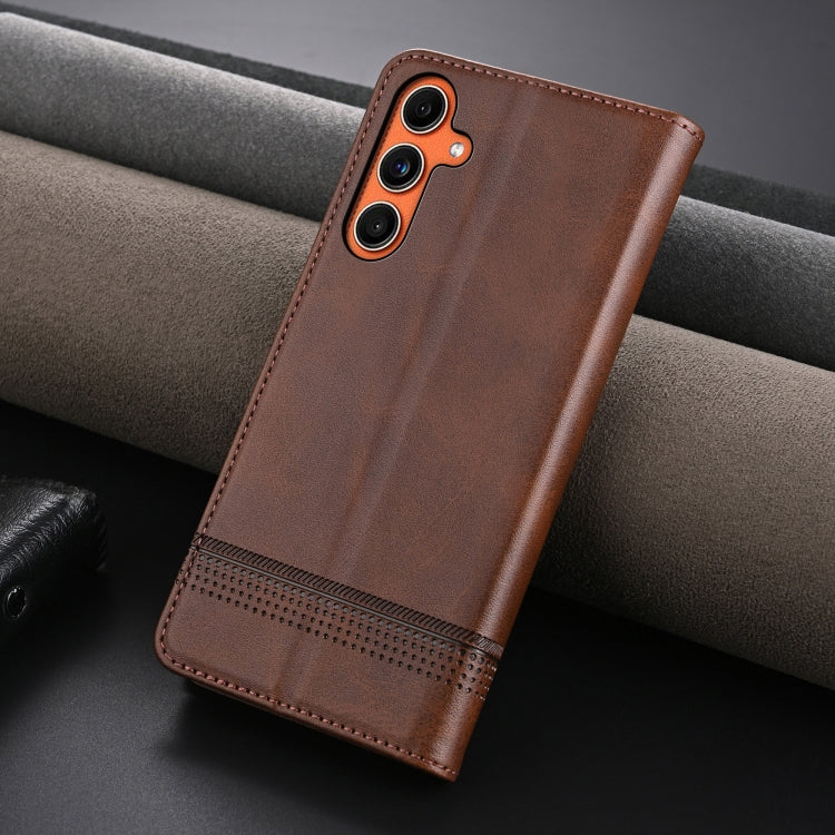 For Samsung Galaxy C55/M55 AZNS Magnetic Calf Texture Flip Leather Phone Case(Dark Brown)