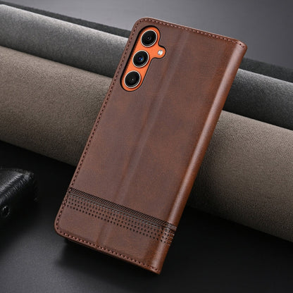 For Samsung Galaxy C55/M55 AZNS Magnetic Calf Texture Flip Leather Phone Case(Dark Brown)