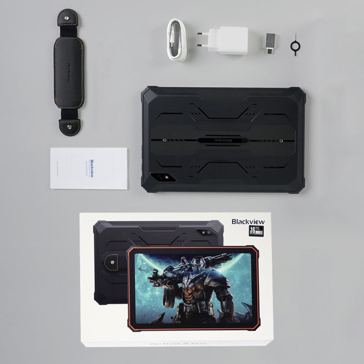[HK Warehouse] Blackview Active 8 Pro 4G Rugged Tablet, 10.36 inch 8GB+256GB Android 14 MT6789 Octa Core Support Dual SIM, Global Version with Google Play, EU Plug(Orange)