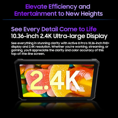 [HK Warehouse] Blackview Active 8 Pro 4G Rugged Tablet, 10.36 inch 8GB+256GB Android 14 MT6789 Octa Core Support Dual SIM, Global Version with Google Play, EU Plug(Orange)