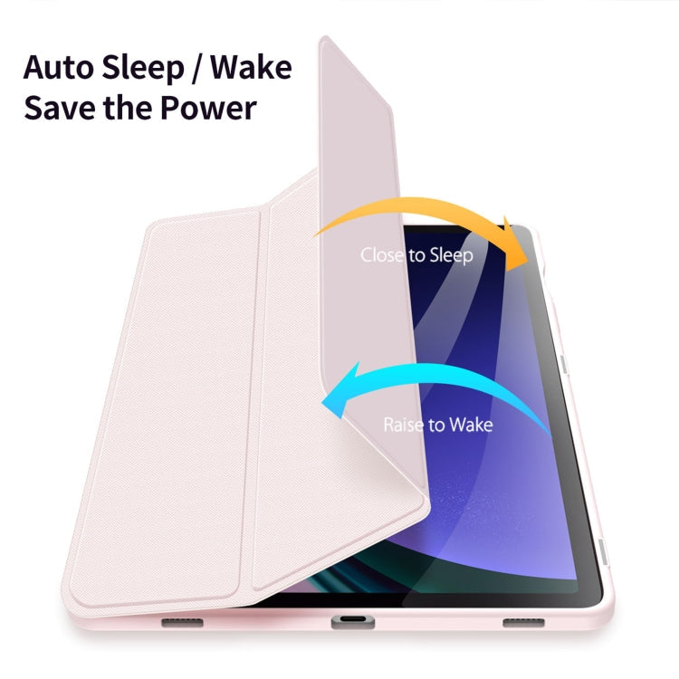 For Samsung Galaxy Tab S10 Lite / S10 FE DUX DUCIS TOBY Series Antiskid Leather Tablet Case with Sleep / Wake-up Function(Pink)