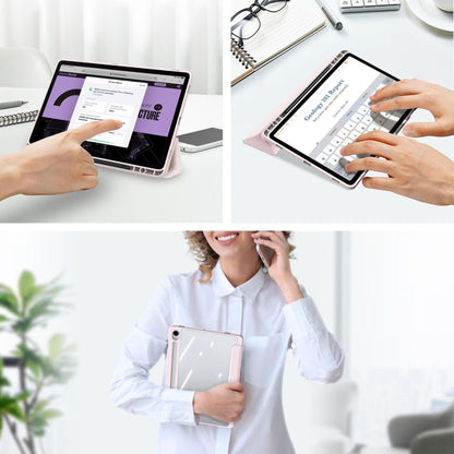 For Samsung Galaxy Tab S10 Lite / S10 FE DUX DUCIS TOBY Series Antiskid Leather Tablet Case with Sleep / Wake-up Function(Pink)