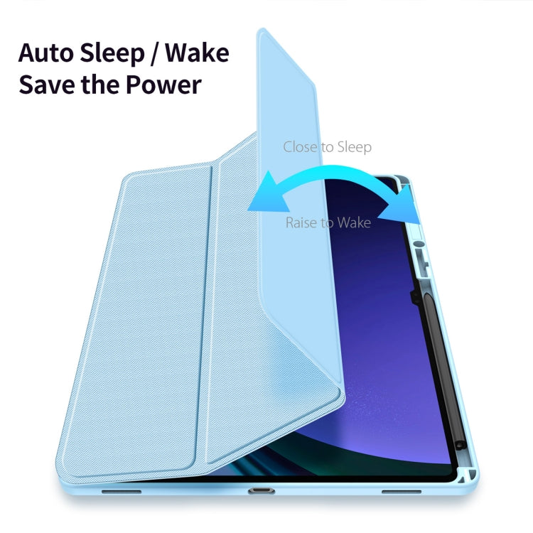 Pour Samsung Galaxy Tab S10 Ultra DUX DUCIS Série TOBY Étui de protection en cuir antidérapant avec fonction veille / réveil (Bleu)