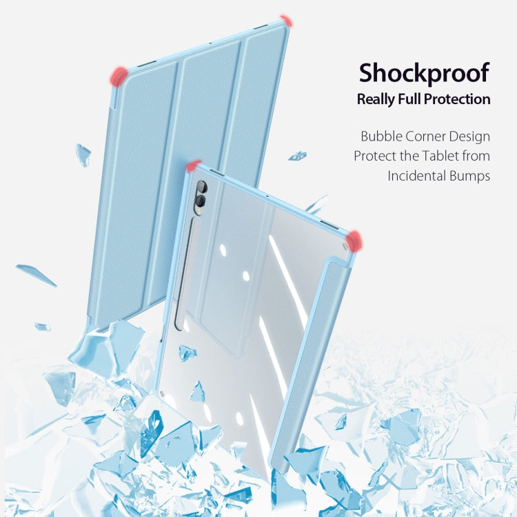 Pour Samsung Galaxy Tab S10 Ultra DUX DUCIS Série TOBY Étui de protection en cuir antidérapant avec fonction veille / réveil (Bleu)
