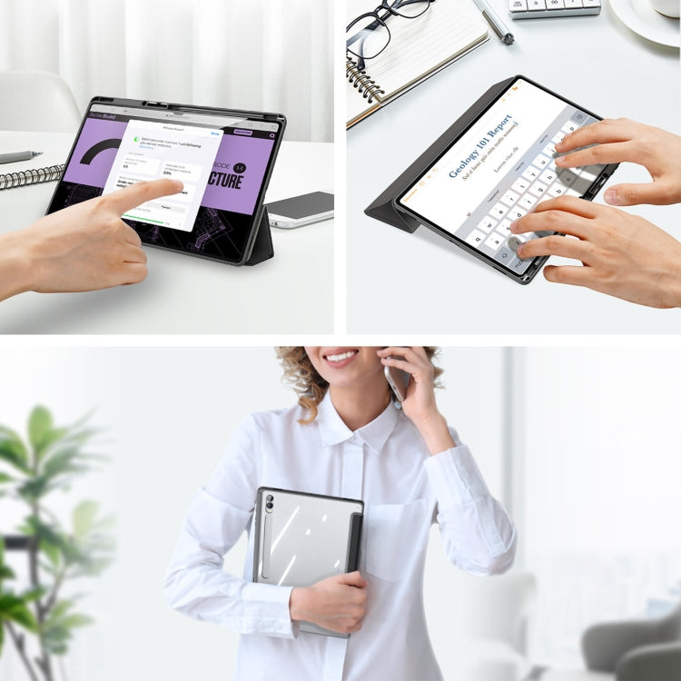 Pour Samsung Galaxy Tab S10 Ultra DUX DUCIS Série TOBY Étui en cuir antidérapant avec fonction veille/réveil (noir)