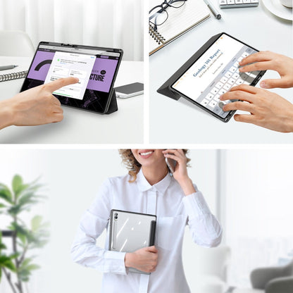 Pour Samsung Galaxy Tab S10 Ultra DUX DUCIS Série TOBY Étui en cuir antidérapant avec fonction veille/réveil (noir)