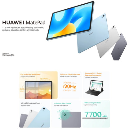 HUAWEI MatePad 11,5 pouces 2023 WIFI, 8 Go+128 Go, HarmonyOS 3.1 Qualcomm Snapdragon 7 Gen 1 Octa Core, ne prend pas en charge Google Play (Argent)
