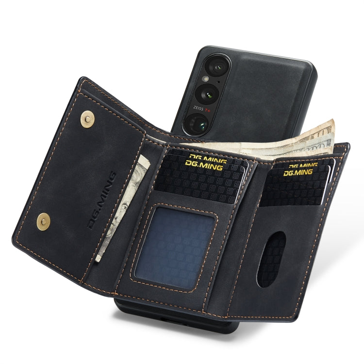 For Sony Xperia 1 VI DG.MING M1 Series 3-Fold Multi Card Wallet + Magnetic Phone Case(Black)