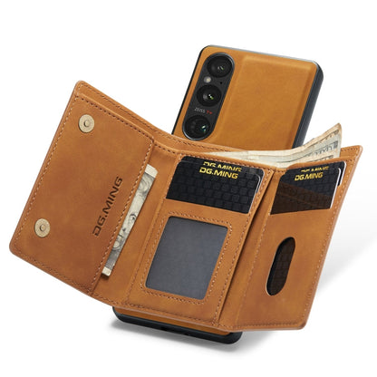 For Sony Xperia 1 VI DG.MING M1 Series 3-Fold Multi Card Wallet + Magnetic Phone Case(Brown)