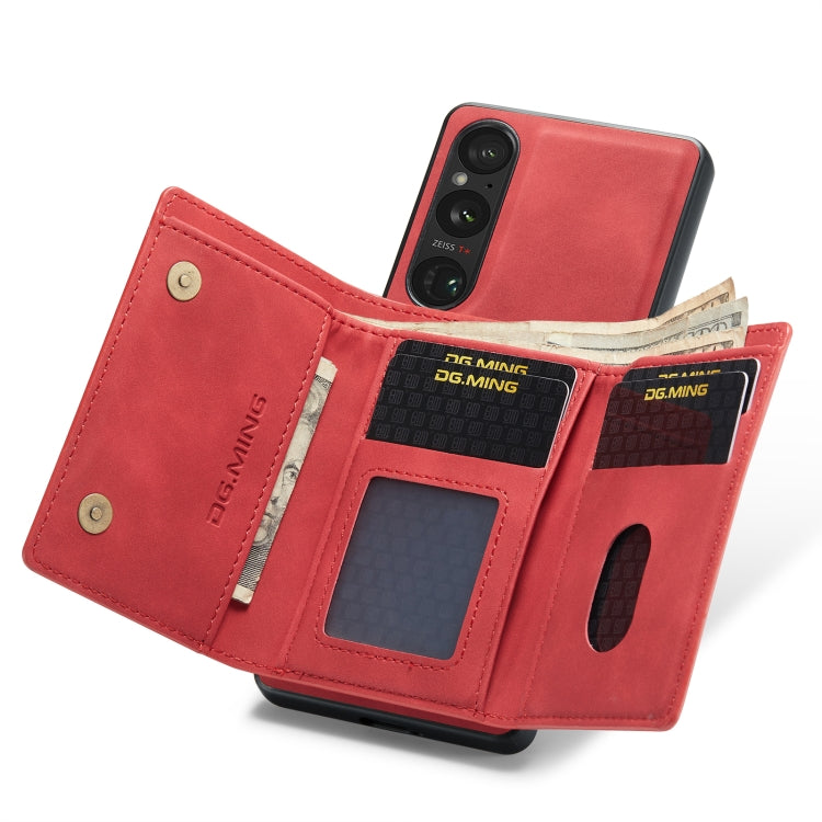For Sony Xperia 1 VI DG.MING M1 Series 3-Fold Multi Card Wallet + Magnetic Phone Case(Red)
