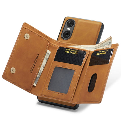 Pour Sony Xperia 10 VI DG.MING M1 Series Portefeuille Multi-Cartes Pliant en 3 + Étui de Téléphone Magnétique (Marron)