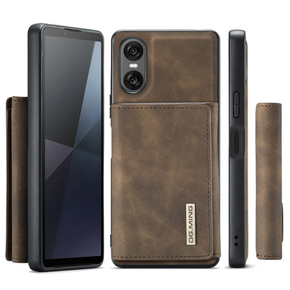 Pour Sony Xperia 10 VI DG.MING Série M1 Étui portefeuille multi-cartes 3 volets + coque de téléphone magnétique (café)