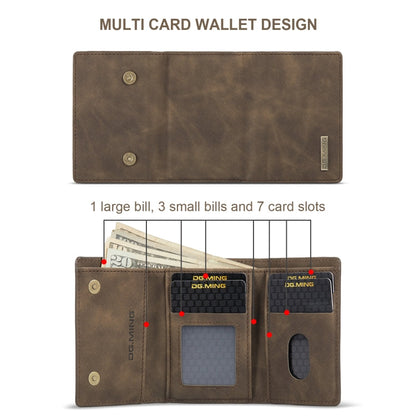 Pour Sony Xperia 10 VI DG.MING Série M1 Étui portefeuille multi-cartes 3 volets + coque de téléphone magnétique (café)