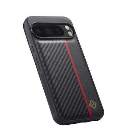 Pour Google Pixel 9 / 9 Pro LC.IMEEKE Étui de téléphone antichoc 3 en 1 texture fibre de carbone (Noir)