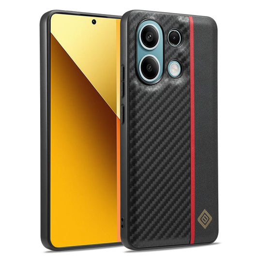 Pour Xiaomi Redmi Note 13 4G LC.IMEEKE Étui de téléphone antichoc 3 en 1 texture fibre de carbone (Noir)