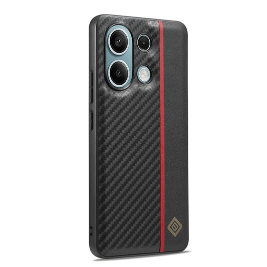 Pour Xiaomi Redmi Note 13 4G LC.IMEEKE Étui de téléphone antichoc 3 en 1 texture fibre de carbone (Noir)