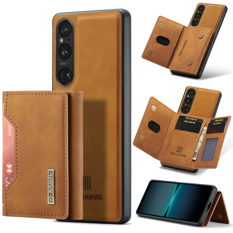 For Sony Xperia 1 VI DG.MING M2 Series 3-Fold Multi Card Bag + Magnetic Phone Case(Brown)