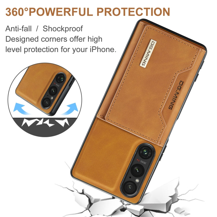 For Sony Xperia 1 VI DG.MING M2 Series 3-Fold Multi Card Bag + Magnetic Phone Case(Brown)