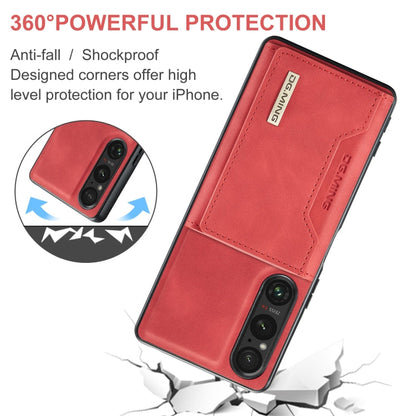 For Sony Xperia 1 VI DG.MING M2 Series 3-Fold Multi Card Bag + Magnetic Phone Case(Red)