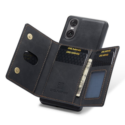 For Sony Xperia 10 VI DG.MING M2 Series 3-Fold Multi Card Bag + Magnetic Phone Case(Black)
