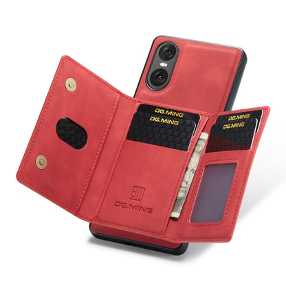 For Sony Xperia 10 VI DG.MING M2 Series 3-Fold Multi Card Bag + Magnetic Phone Case(Red)