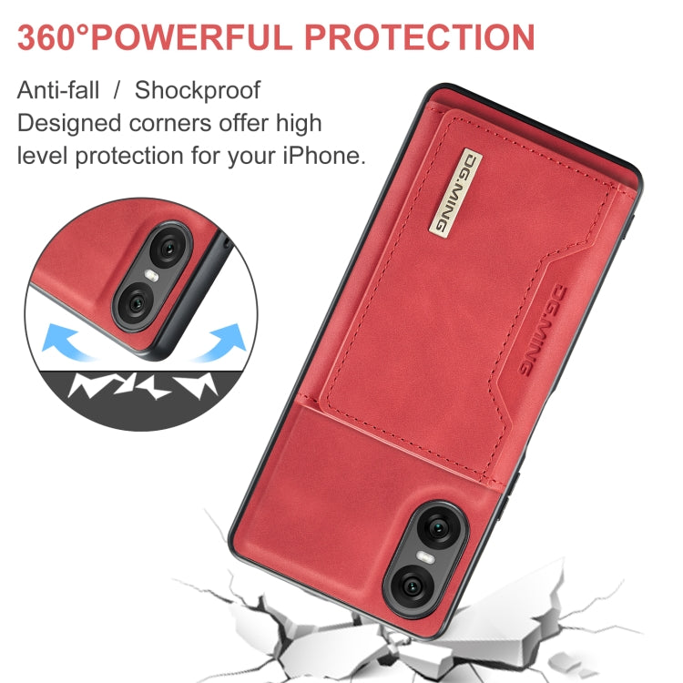 For Sony Xperia 10 VI DG.MING M2 Series 3-Fold Multi Card Bag + Magnetic Phone Case(Red)