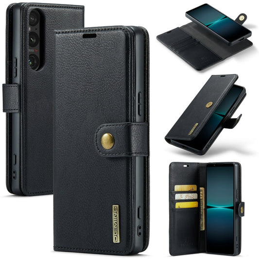 For Sony Xperia 1 VI DG.MING Crazy Horse Texture Detachable Magnetic Leather Phone Case(Black)