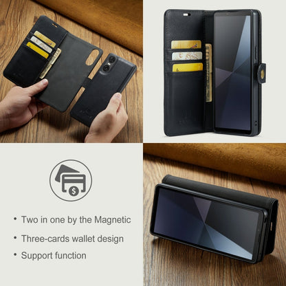For Sony Xperia 10 VI DG.MING Crazy Horse Texture Detachable Magnetic Leather Phone Case(Black)